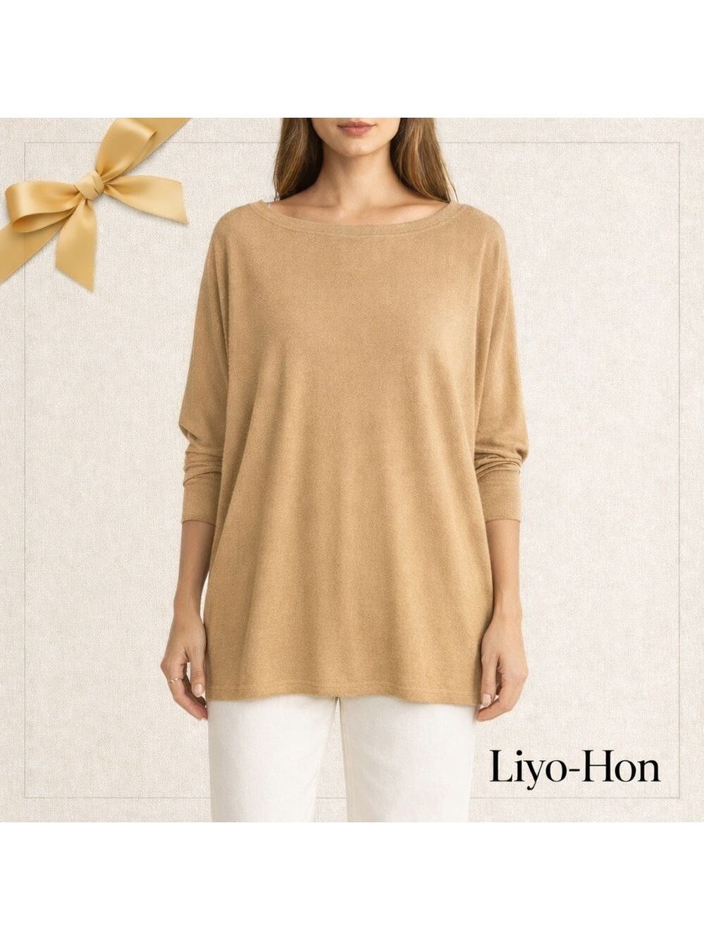 Liyo Hon Tan Dolman Sleeve Knit Top Oversized